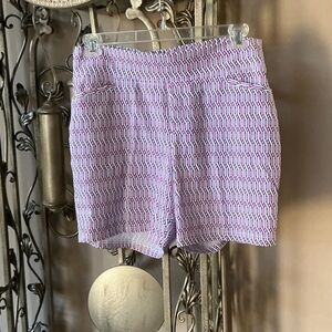 Chic Women's Geometric Shorts - Purple and White